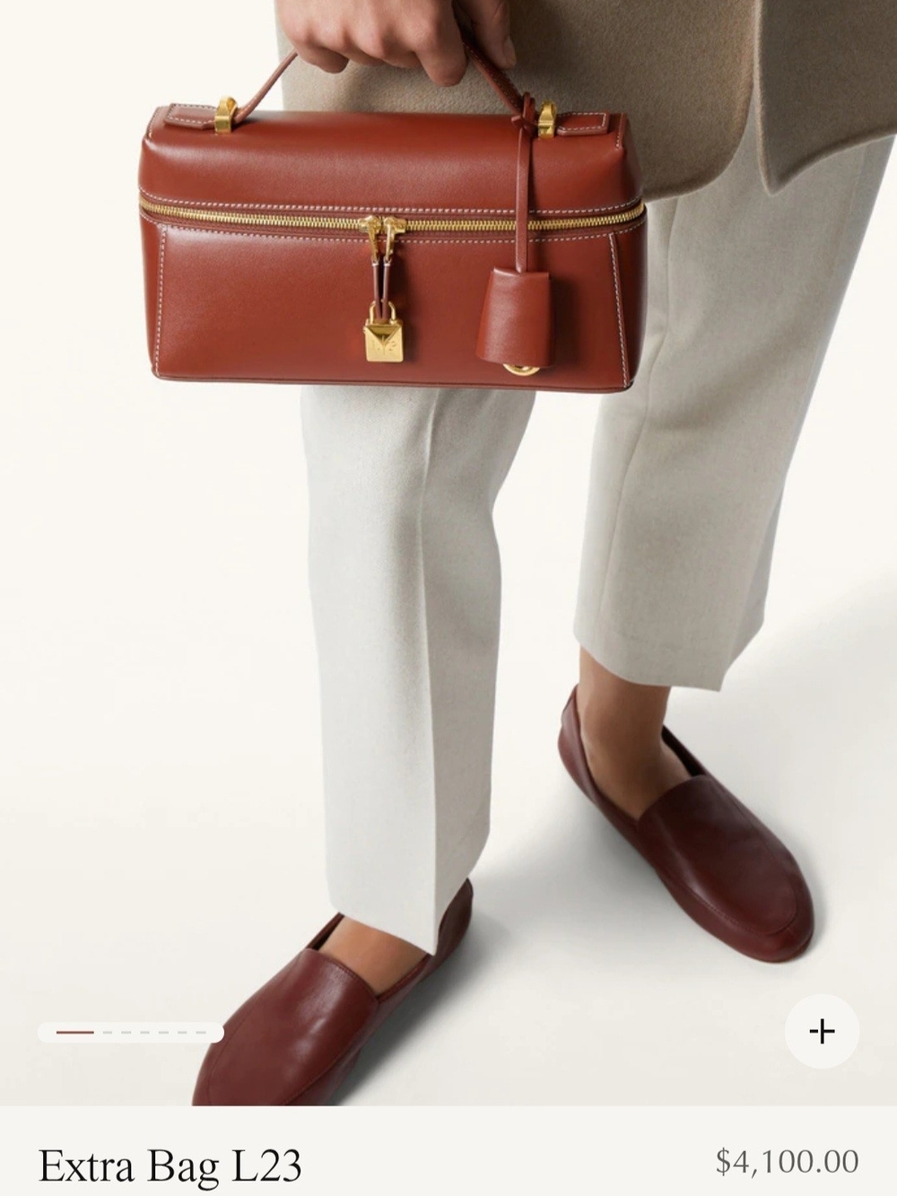 Loro Piana Chestnut Saddle Leather Top-Handle Satchel with Gold Hardware - Picture 2 of 13
